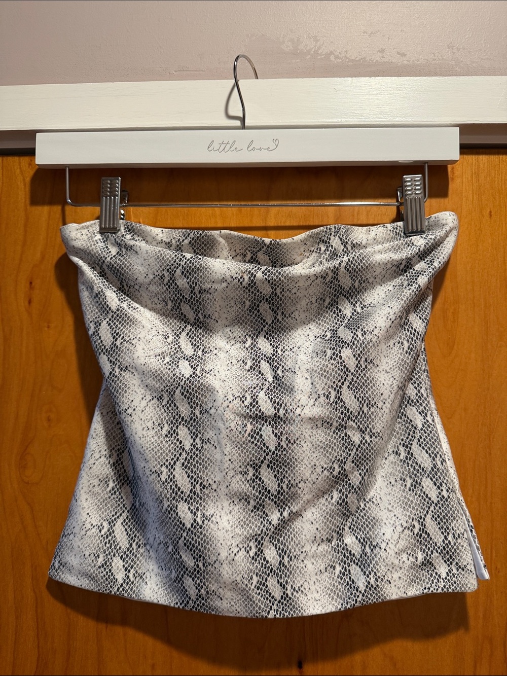 naked wardrobe White and Gray Snake Print Mini Skirt